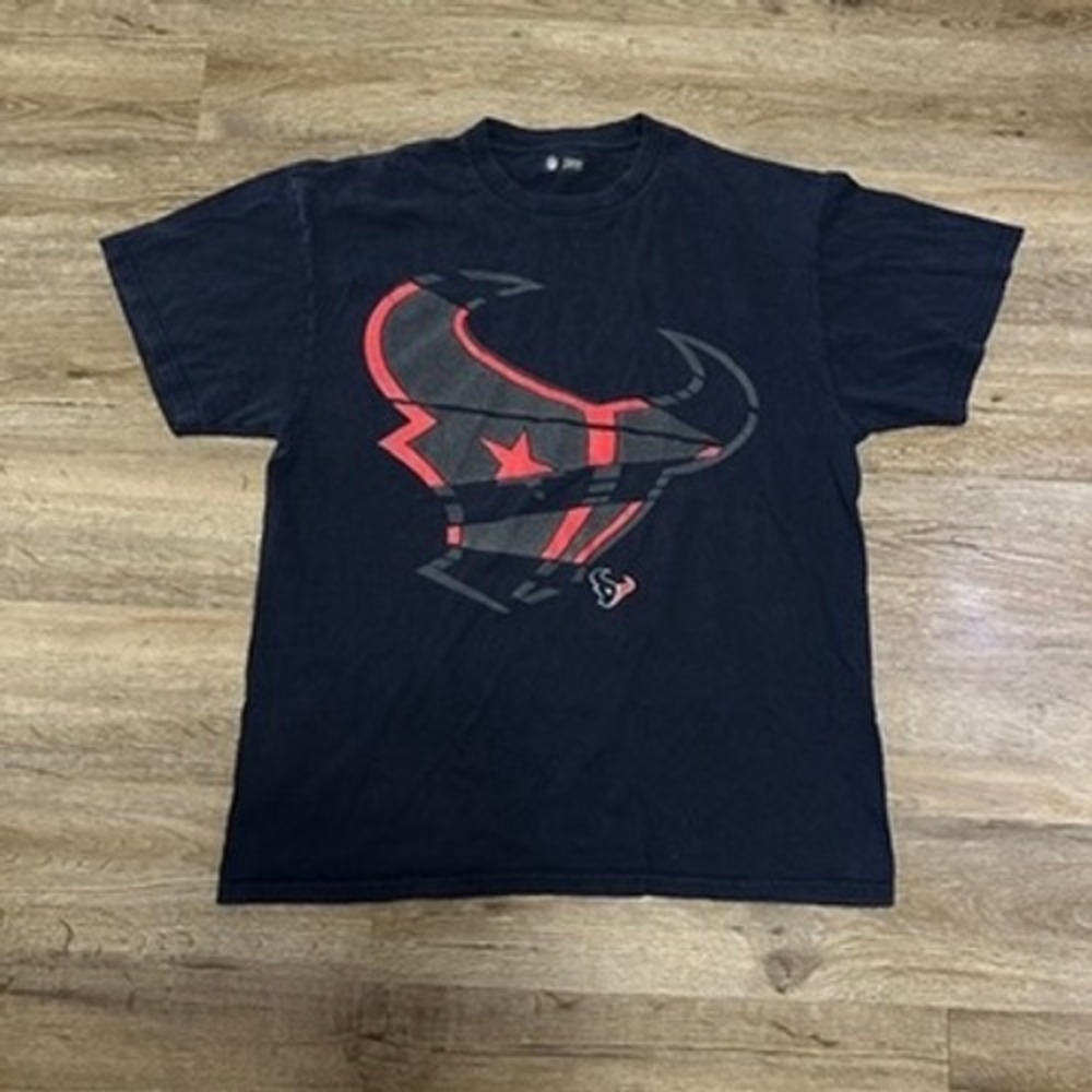 NFL Team Apparel Houston Texans‎ Mens Large Navy Blue Graphic T-Shirt Cotton